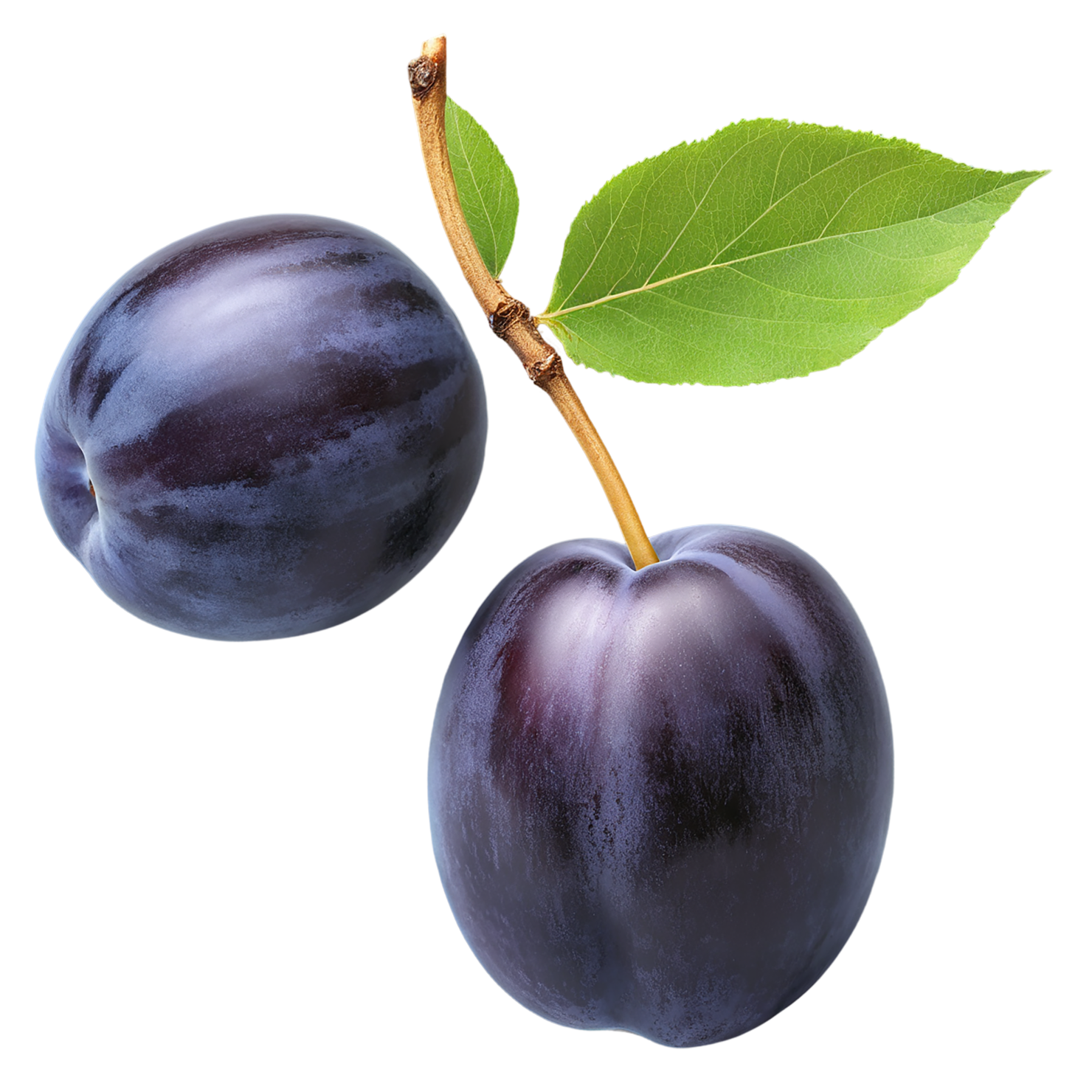 Plum fruit with leaf isolated on transparent background #1589