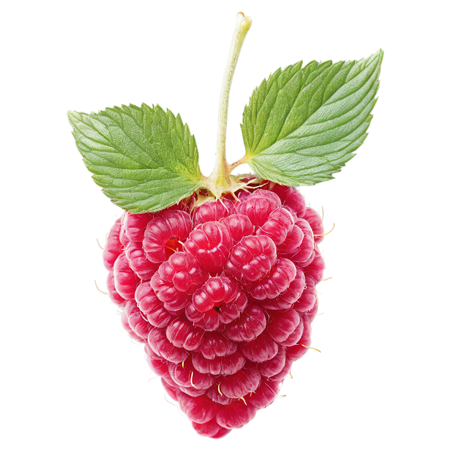 Raspberry fruit with leaf isolated on transparent background #1634