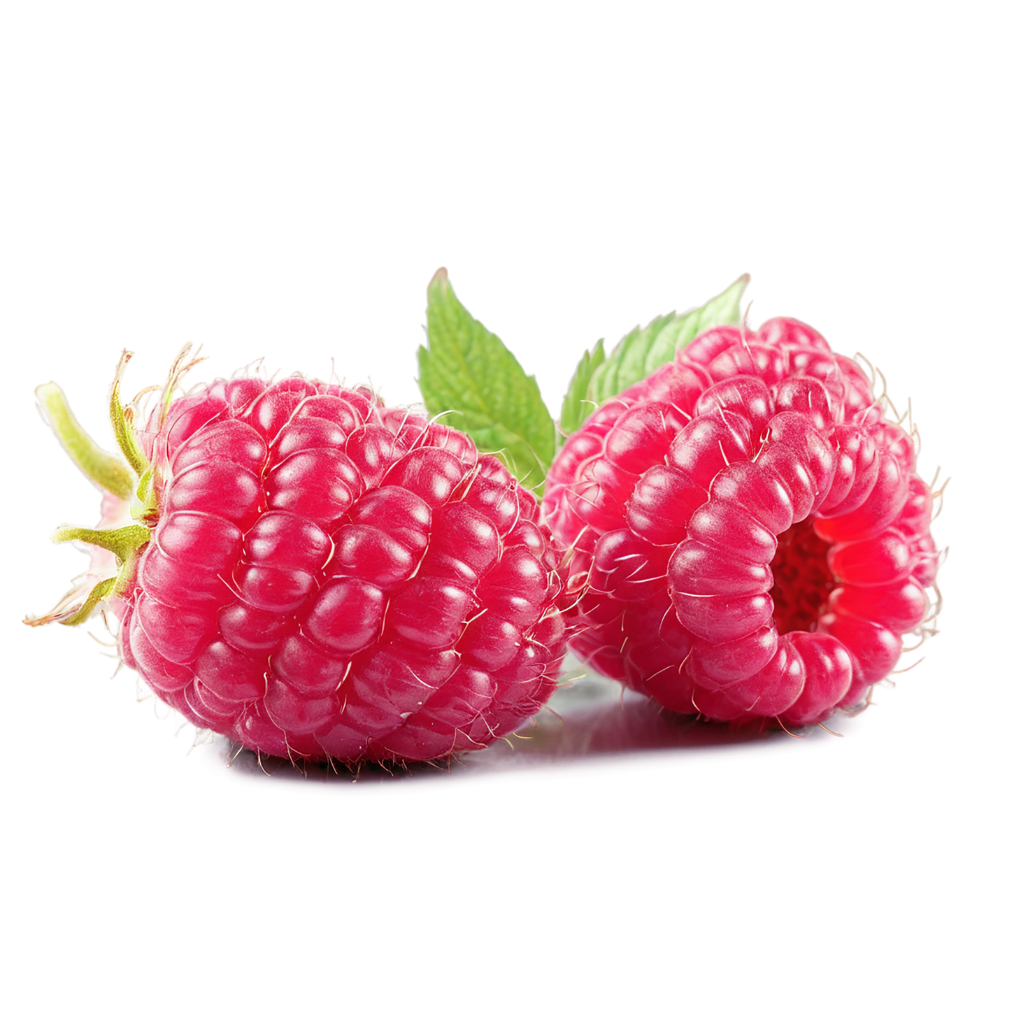 Raspberry fruit with leaf isolated on transparent background #1639