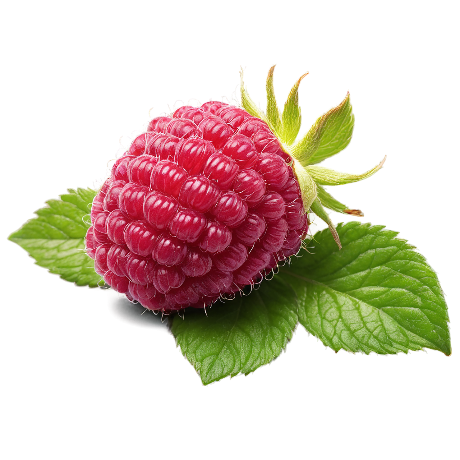 Raspberry fruit with leaf isolated on transparent background #1649