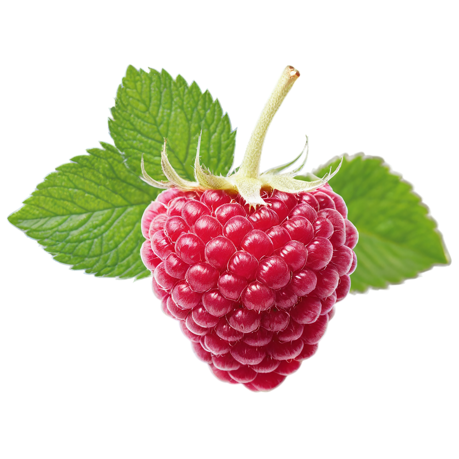 Raspberry fruit with leaf isolated on transparent background #1650