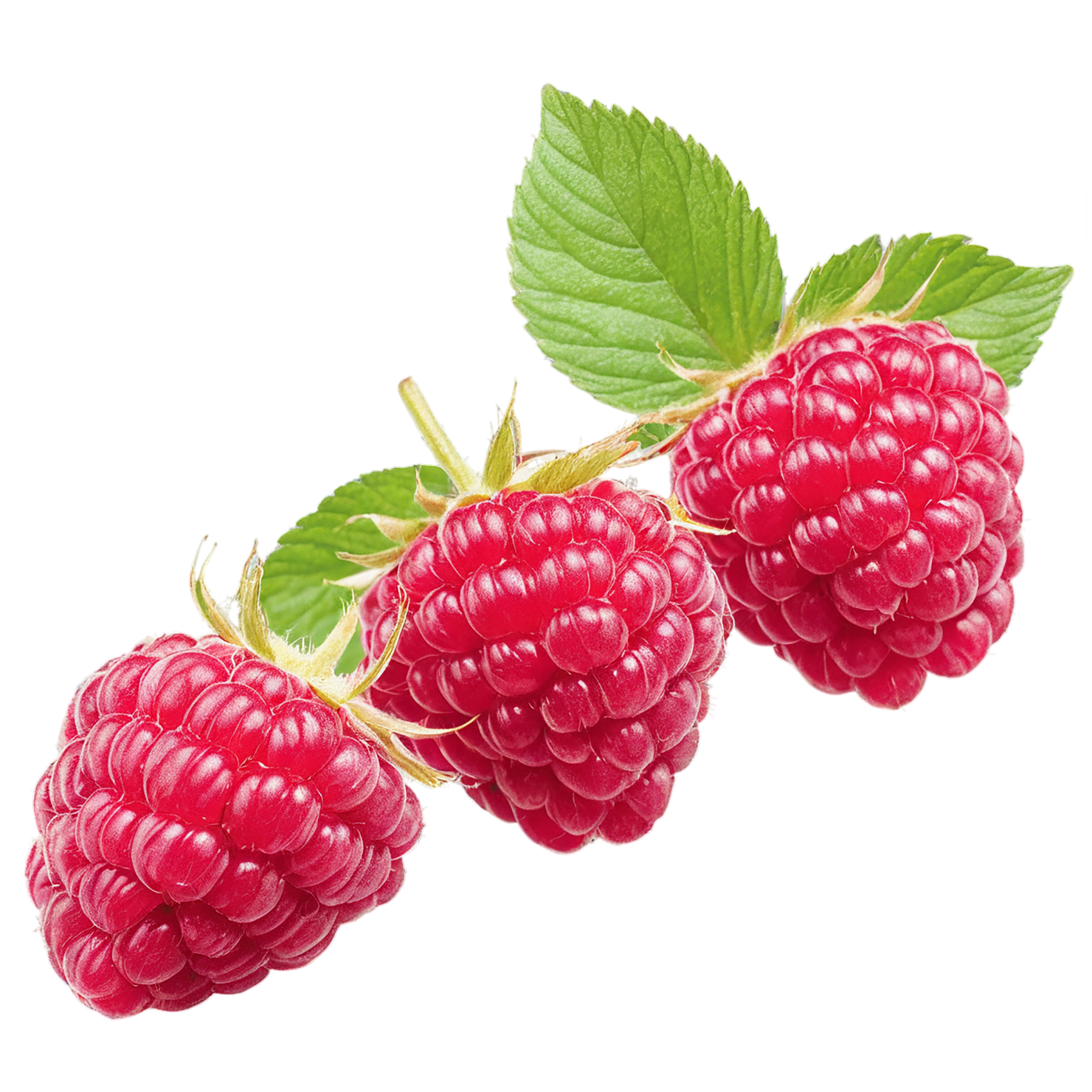 Raspberry fruit with leaf isolated on transparent background #1654