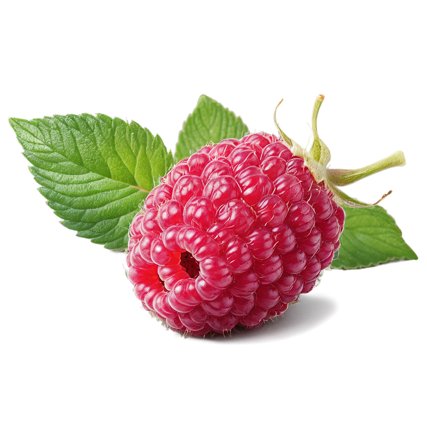 Raspberry fruit with leaf isolated on transparent background #1657