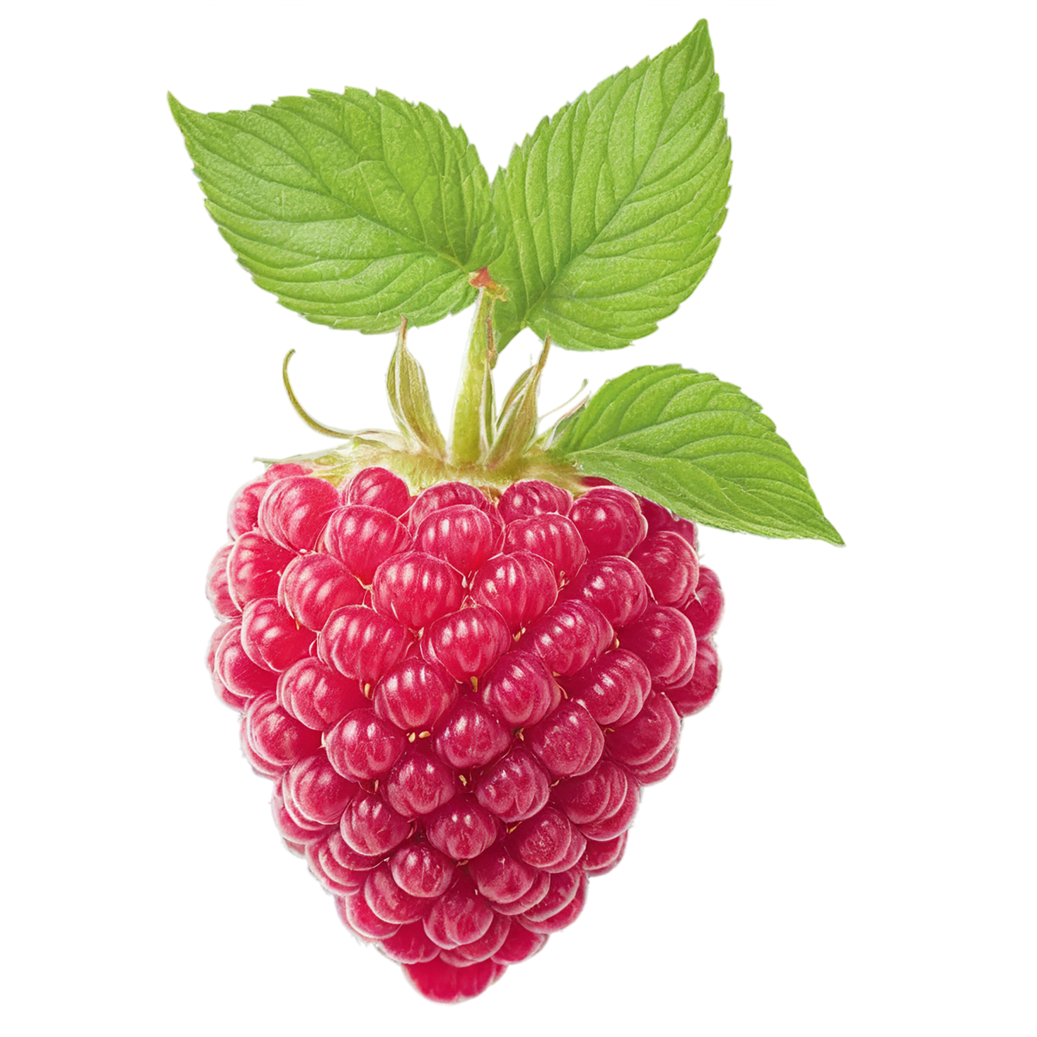 Raspberry fruit with leaf isolated on transparent background #1659