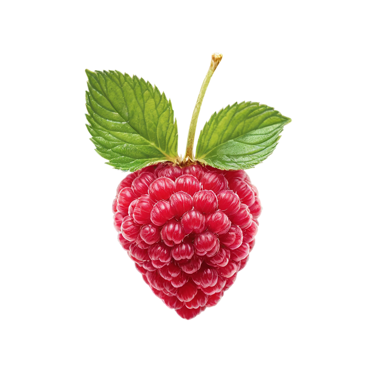 Raspberry fruit with leaf isolated on transparent background #1662