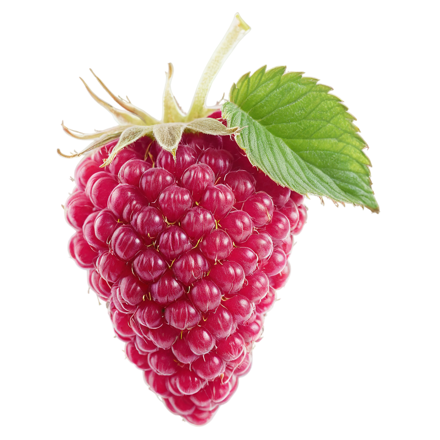 Raspberry fruit with leaf isolated on transparent background #1666