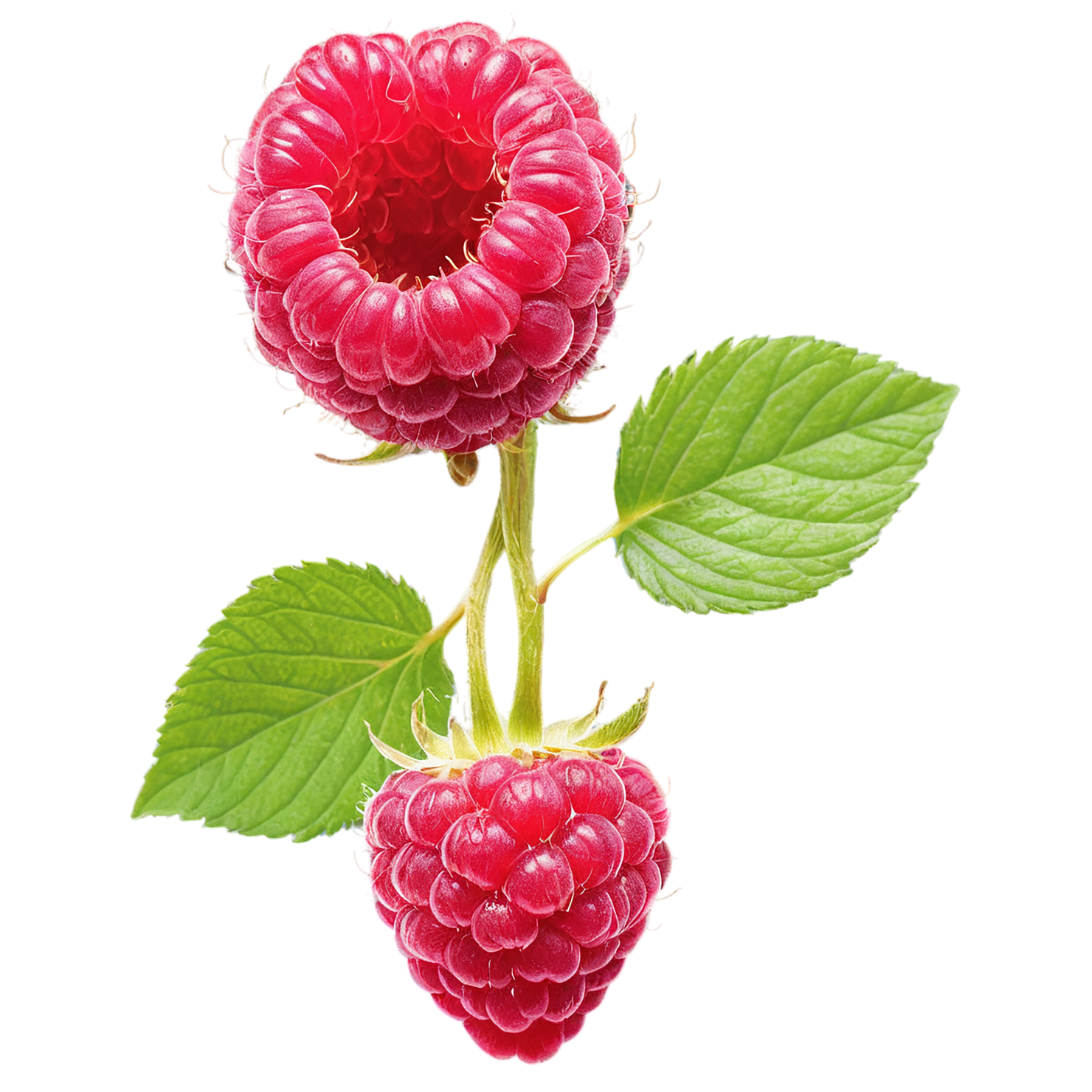 Raspberry fruit with leaf isolated on transparent background #1667