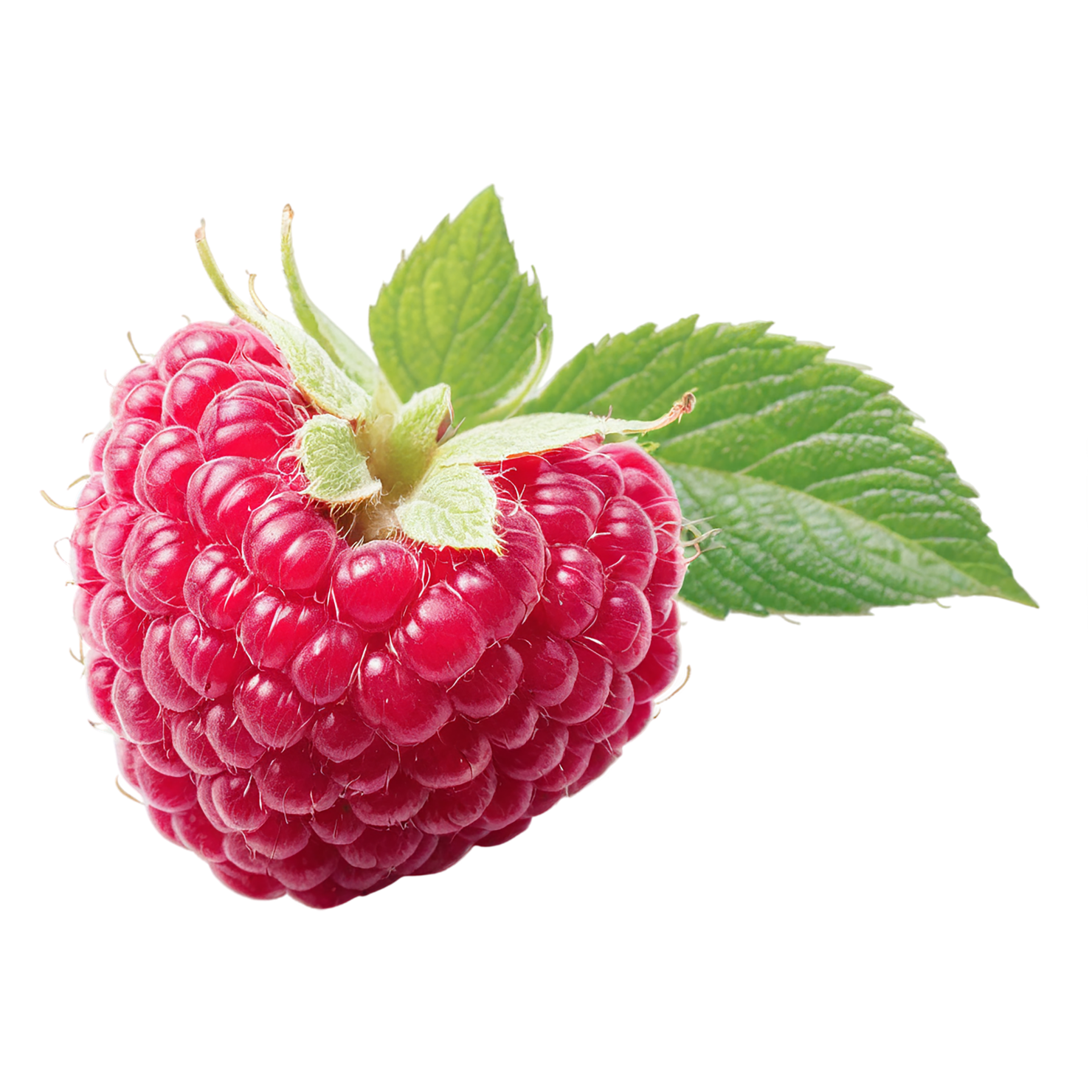 Raspberry fruit with leaf isolated on transparent background #1670