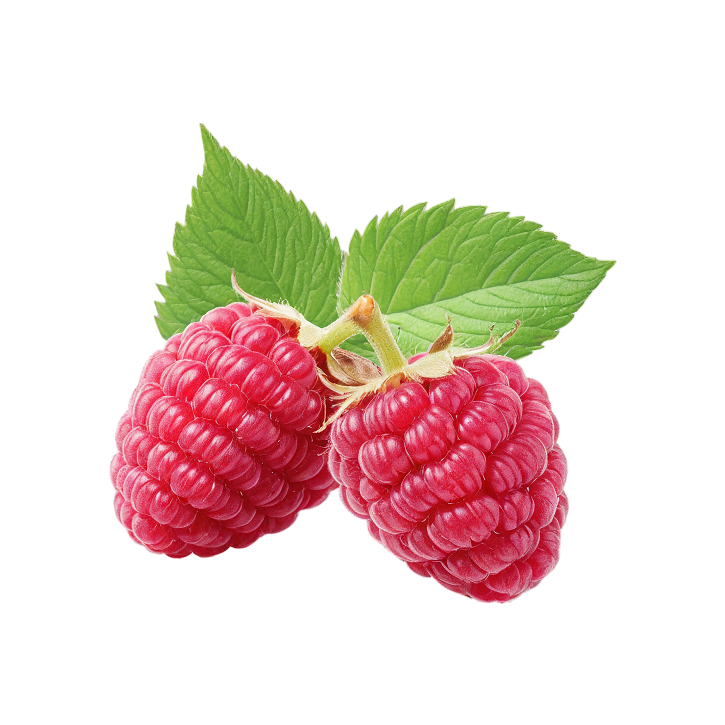 Raspberry fruit with leaf isolated on transparent background #1675