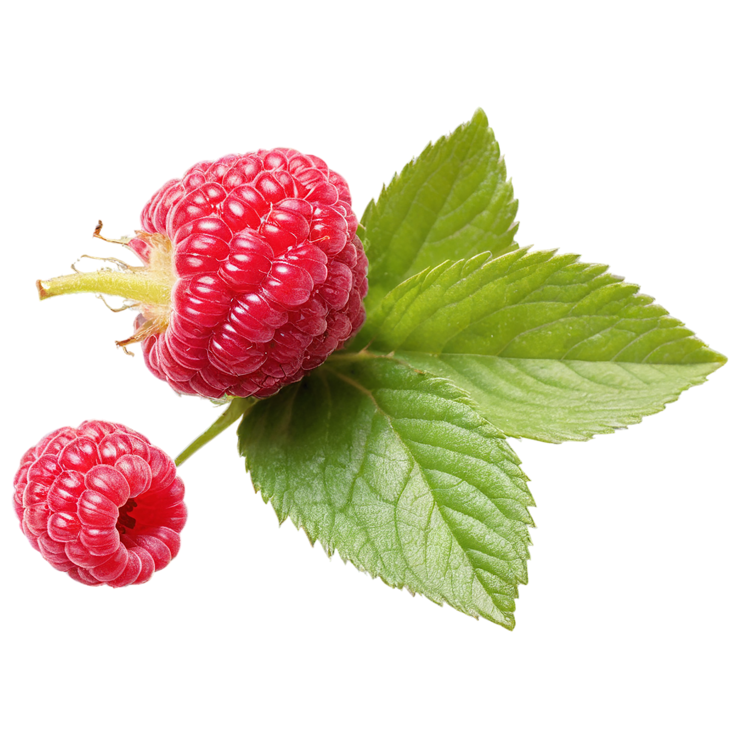 Raspberry fruit with leaf isolated on transparent background #1676