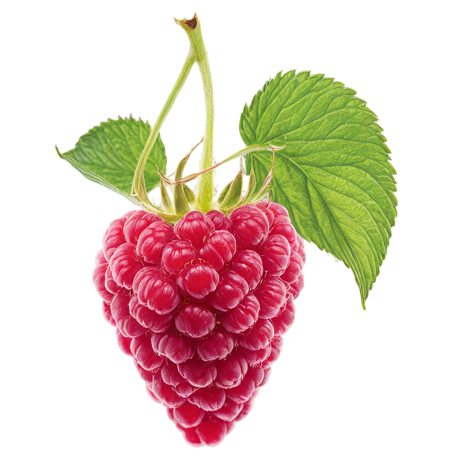 Raspberry fruit with leaf isolated on transparent background #1677