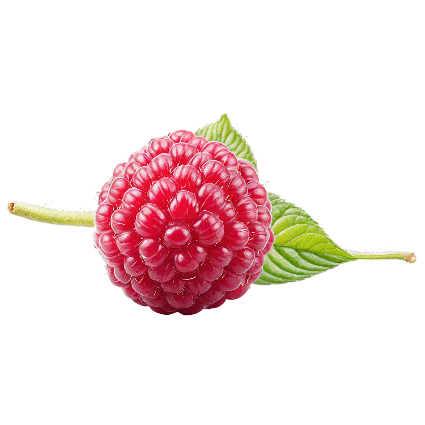Raspberry fruit with leaf isolated on transparent background #1690