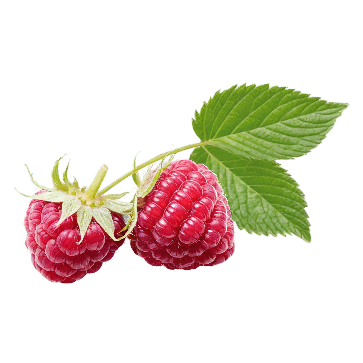 Raspberry fruit with leaf isolated on transparent background #1691