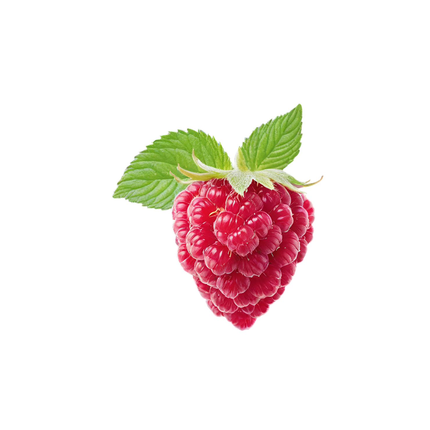 Raspberry fruit with leaf isolated on transparent background #1696