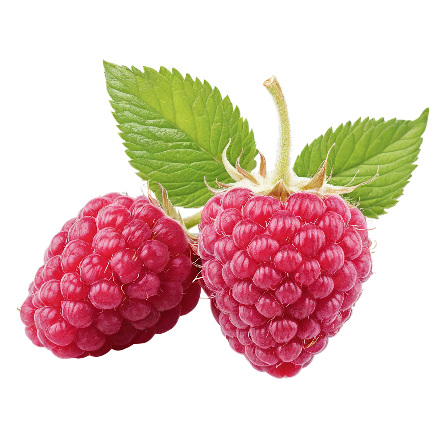 Raspberry fruit with leaf isolated on transparent background #1701