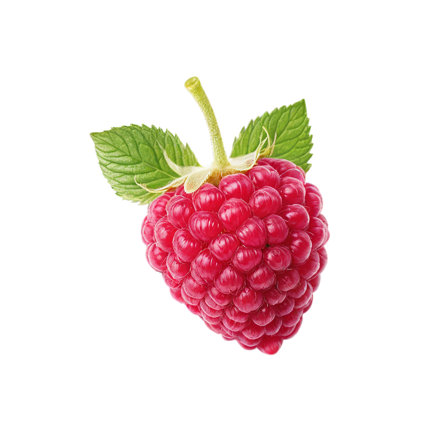 Raspberry fruit with leaf isolated on transparent background #1702
