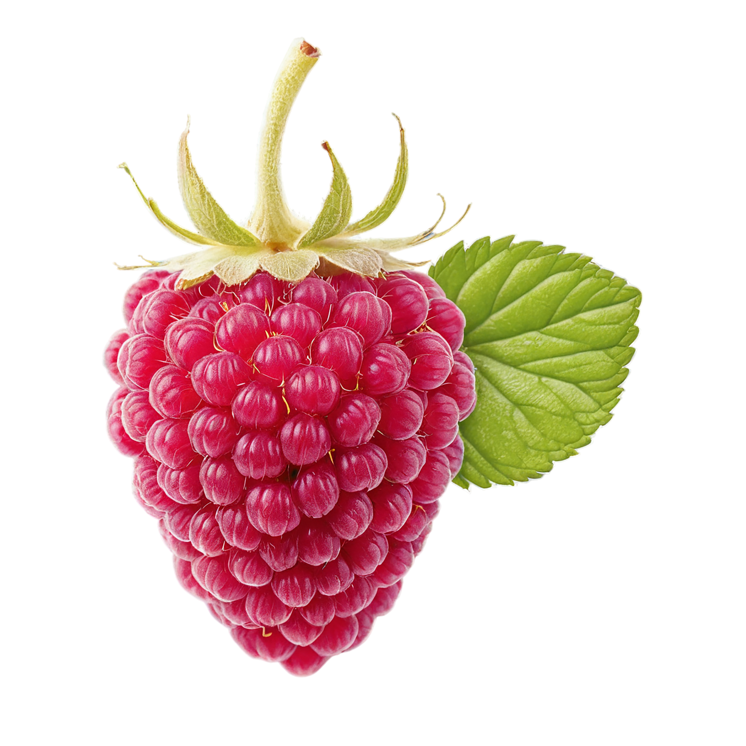 Raspberry fruit with leaf isolated on transparent background #1705