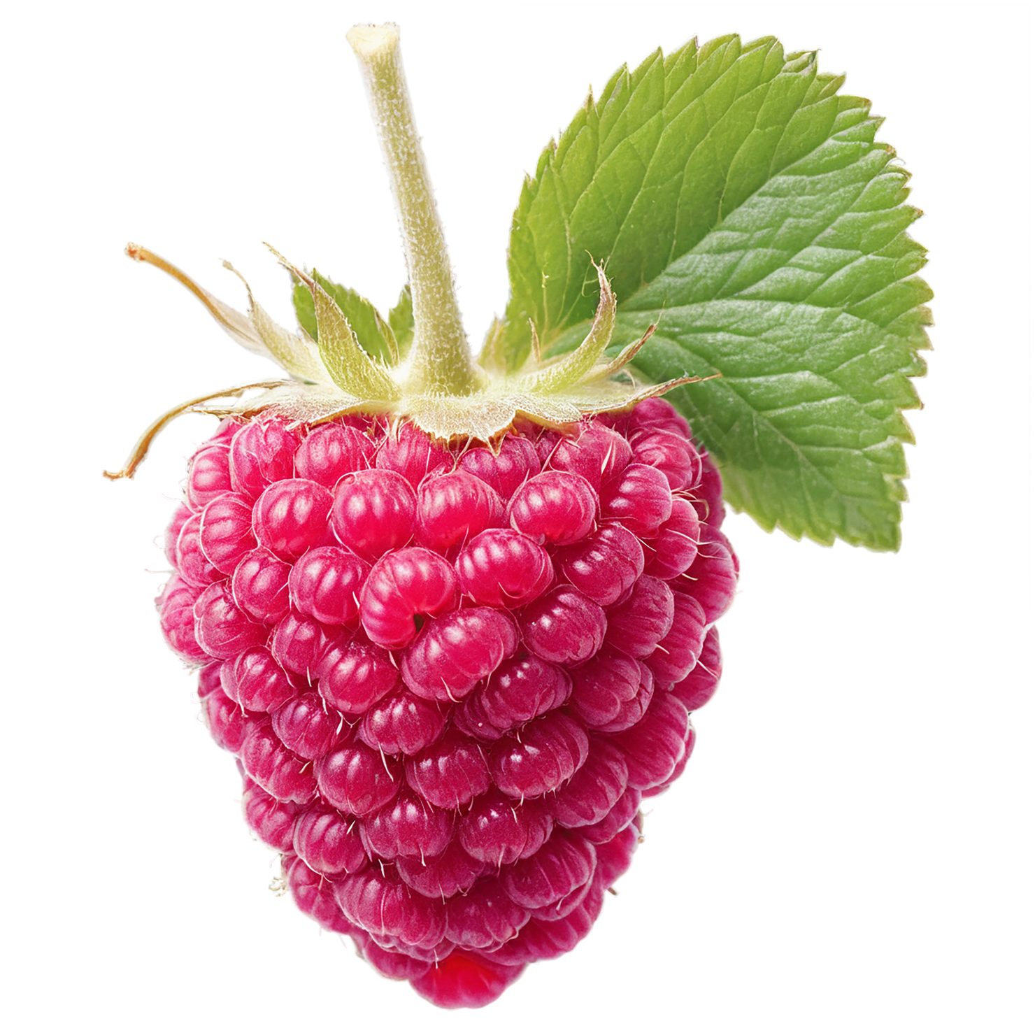 Raspberry fruit with leaf isolated on transparent background #1707