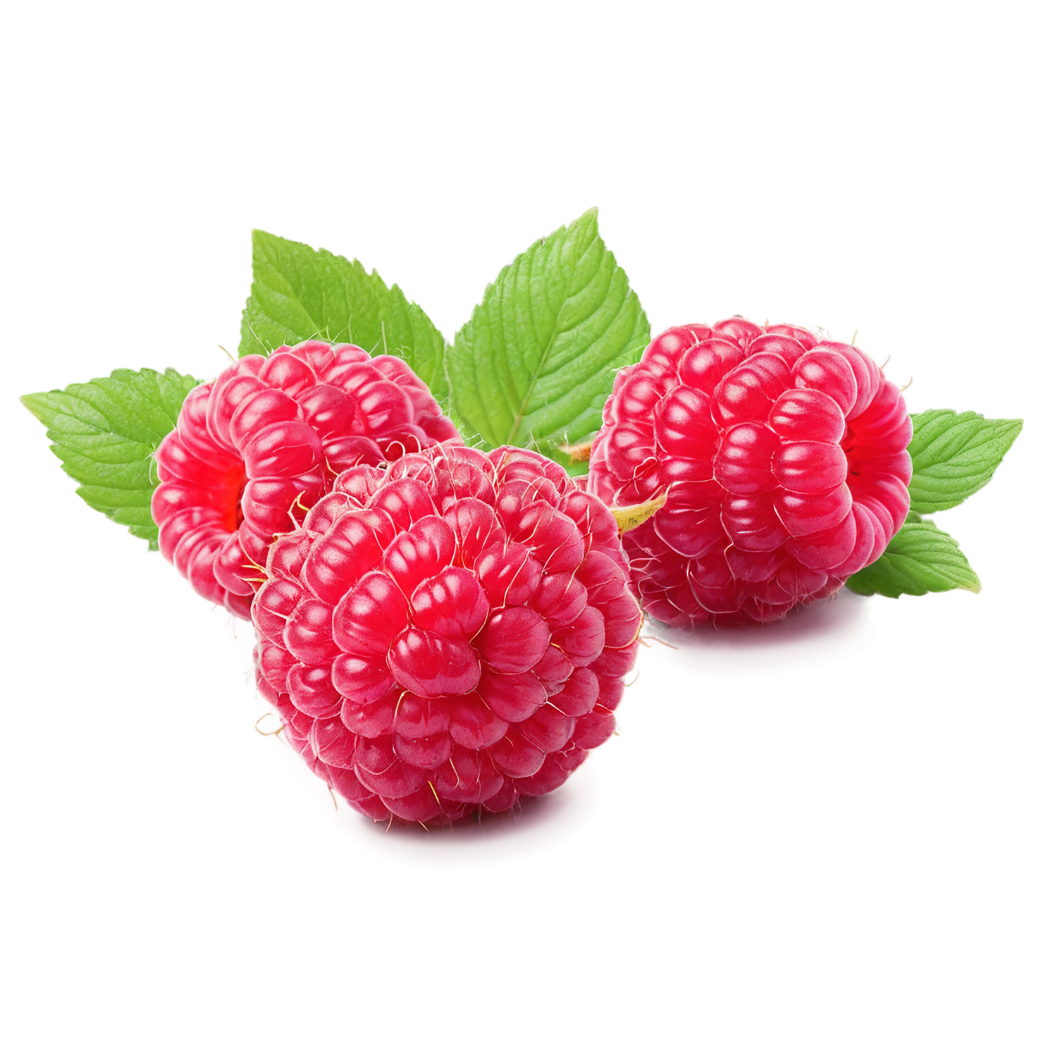 Raspberry fruit with leaf isolated on transparent background #1718