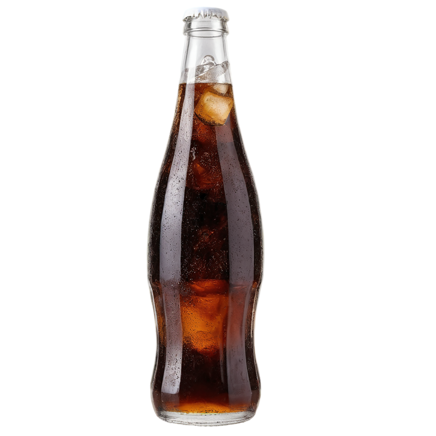 Bottle of cola beverage with ice cube isolated on transparent background #2088