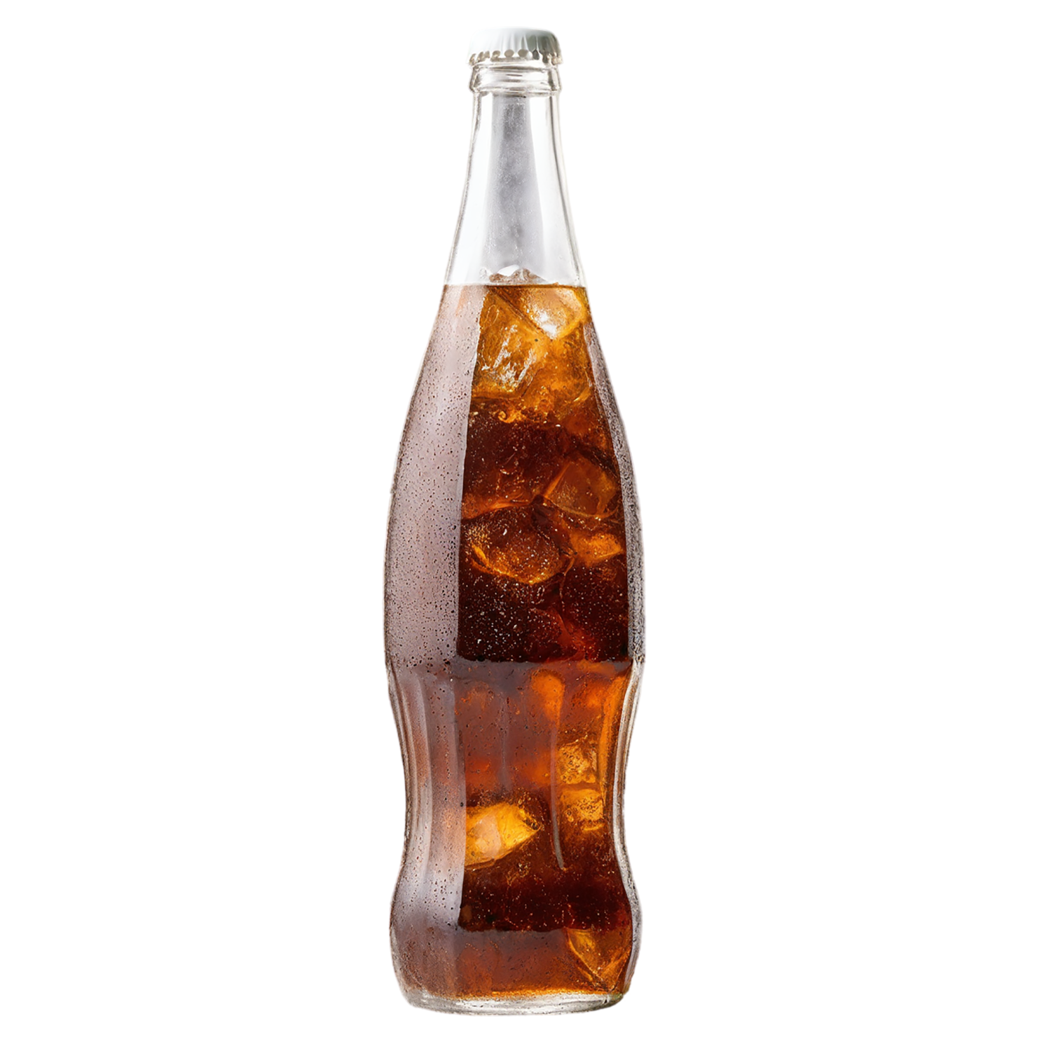 Bottle of cola beverage with ice cube isolated on transparent background #2090