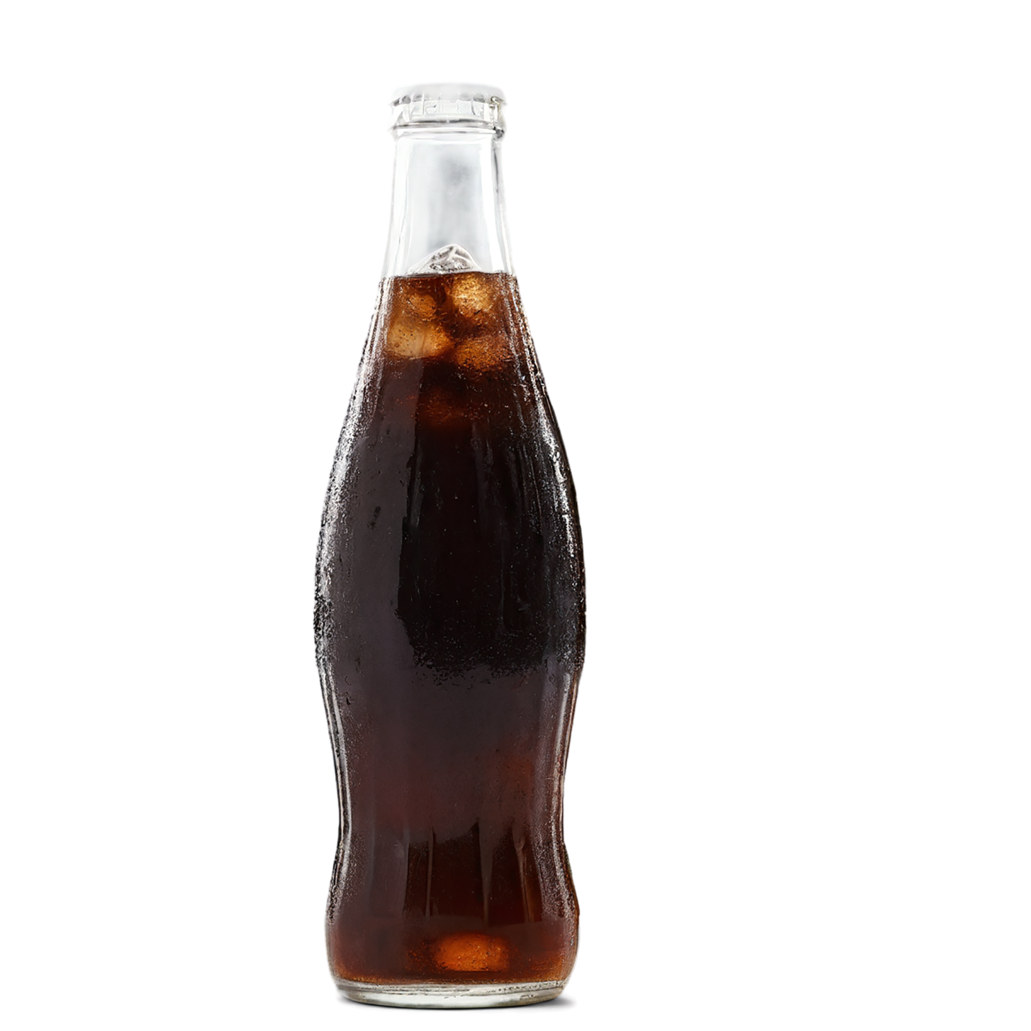 Bottle of cola beverage with ice cube isolated on transparent background #2094