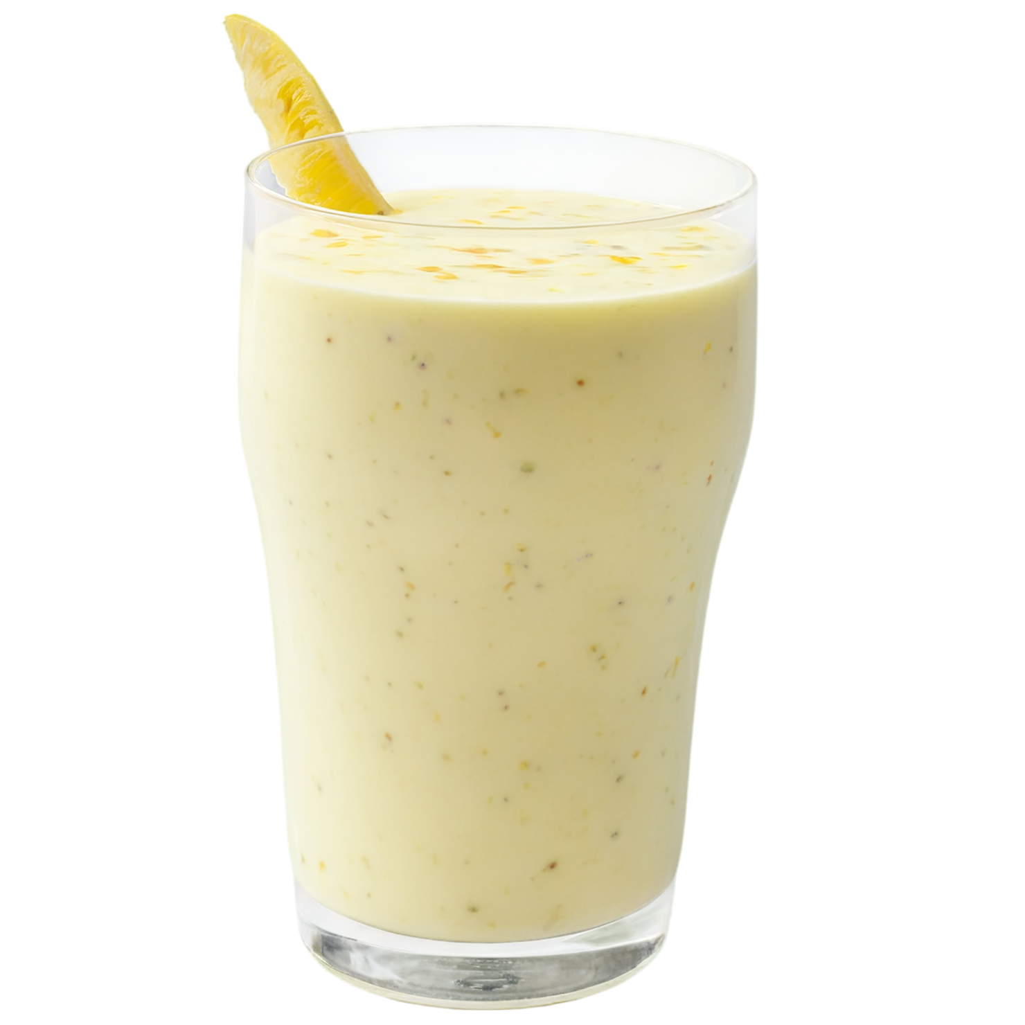 Glass of fruit lassi beverage with ice cube isolated on transparent background #2101