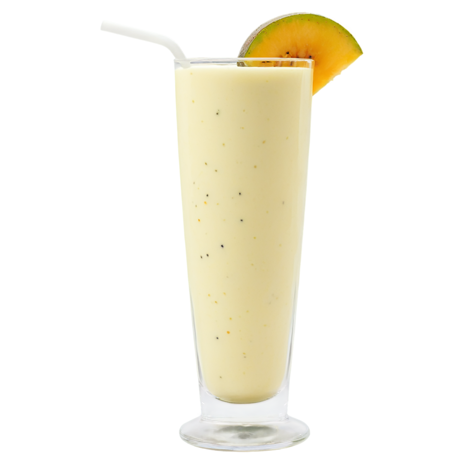 Glass of fruit lassi beverage with ice cube isolated on transparent background #2116