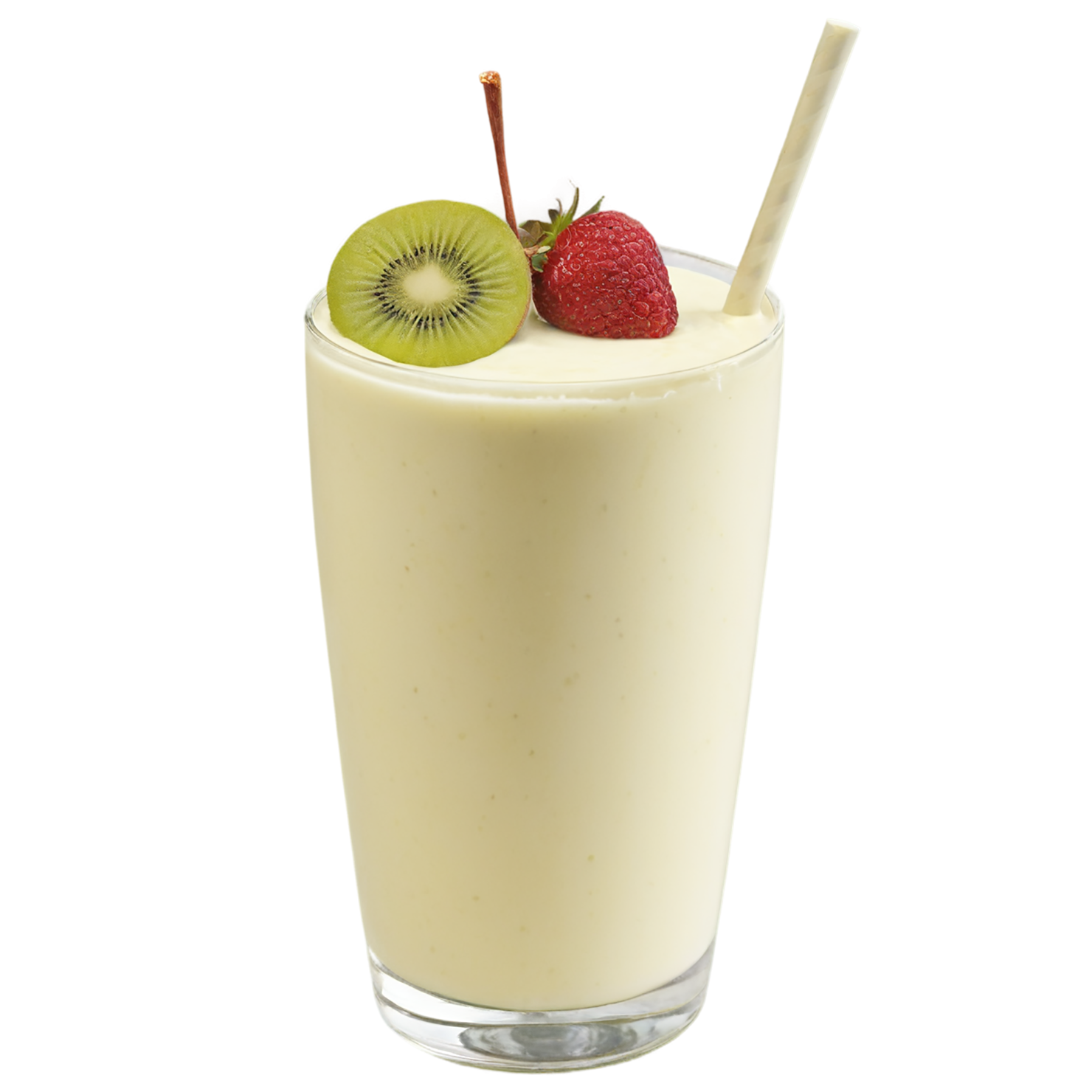 Glass of fruit lassi beverage with ice cube isolated on transparent background #2117