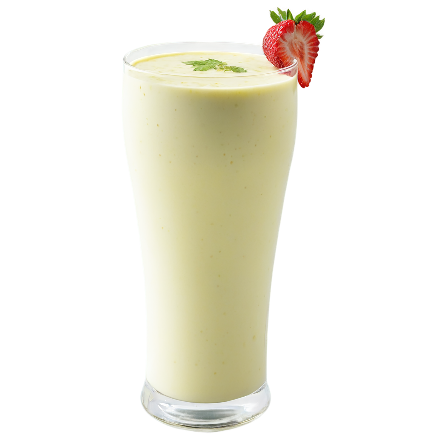 Glass of fruit lassi beverage with ice cube isolated on transparent background #2121