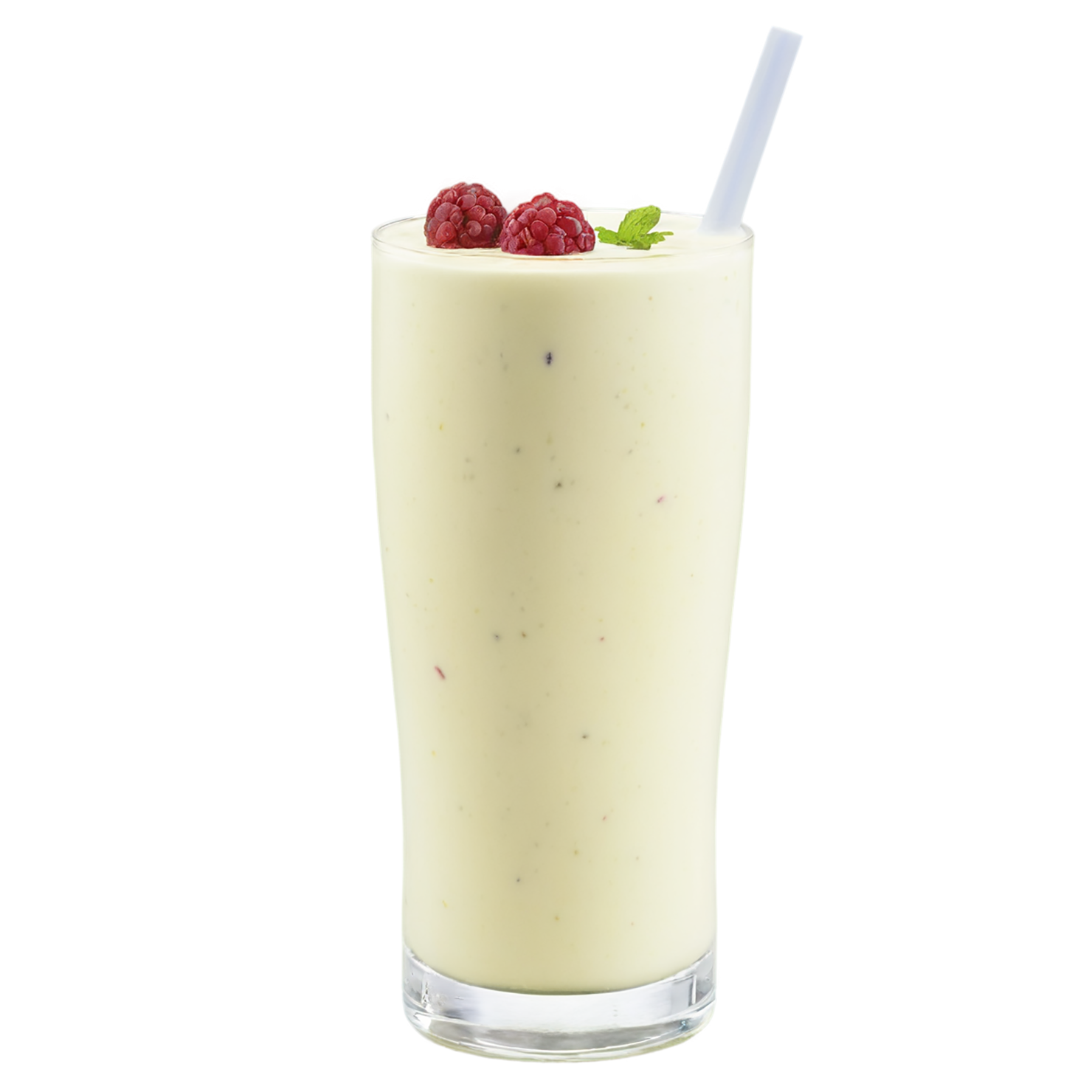 Glass of fruit lassi beverage with ice cube isolated on transparent background #2123