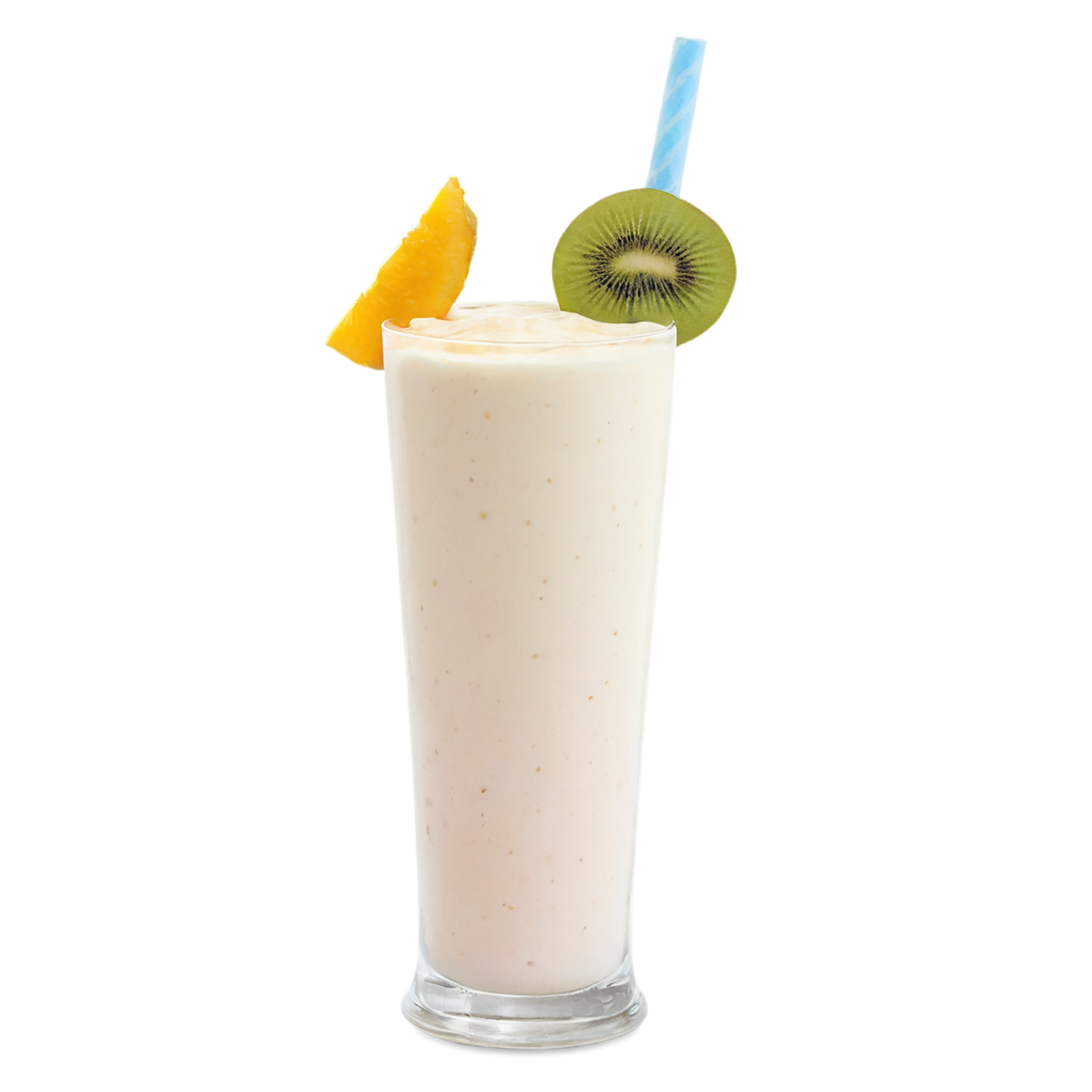 Glass of fruit lassi beverage with ice cube isolated on transparent background #2124