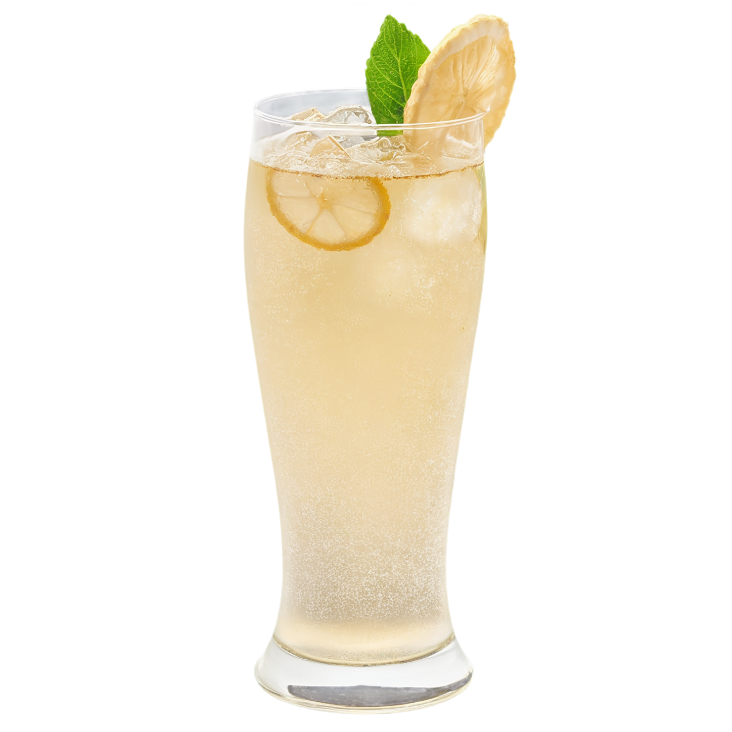 Glass of ginger ale beverage with ice cube isolated on transparent background #2126