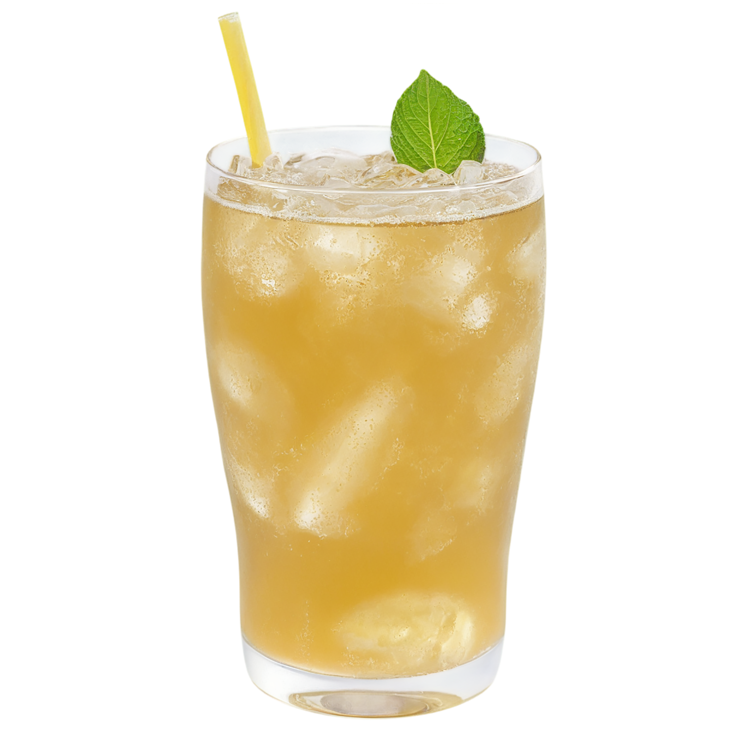 Glass of ginger ale beverage with ice cube isolated on transparent background #2129