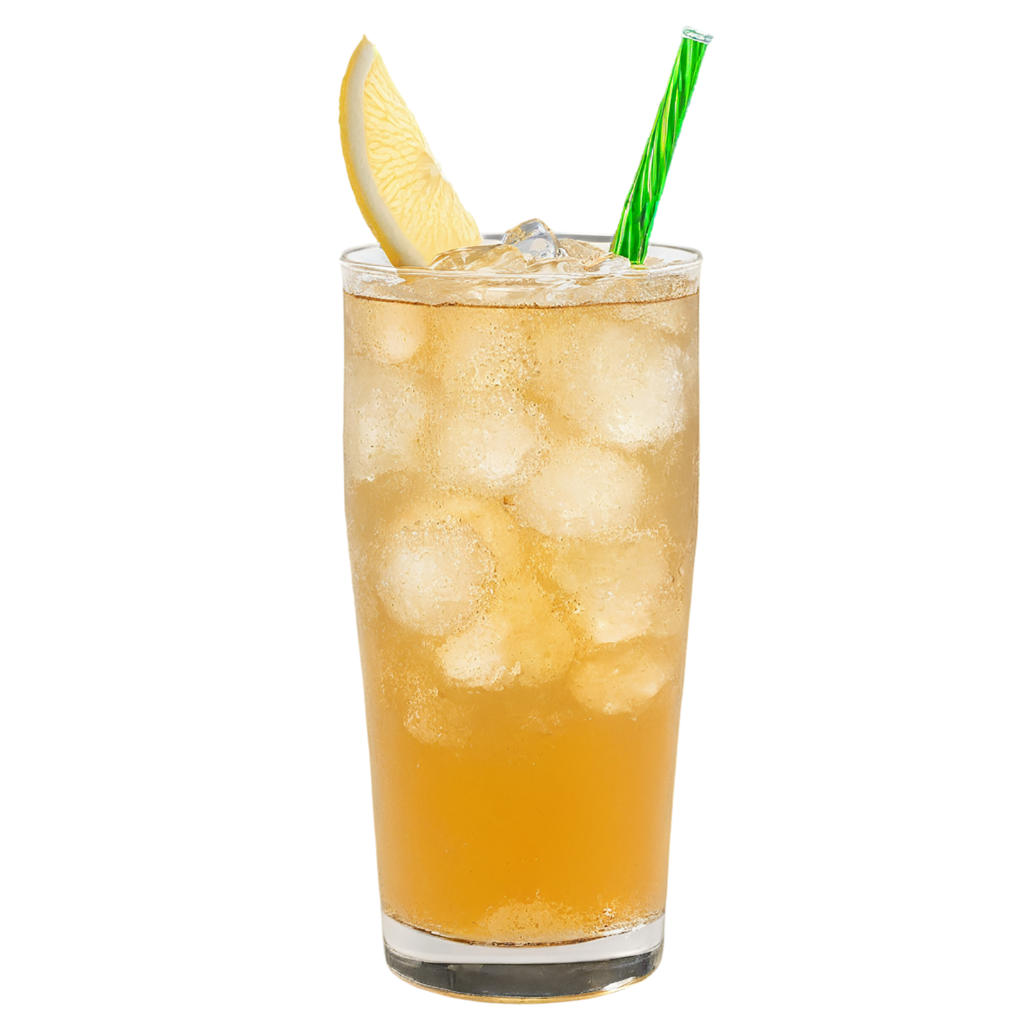 Glass of ginger ale beverage with ice cube isolated on transparent background #2131