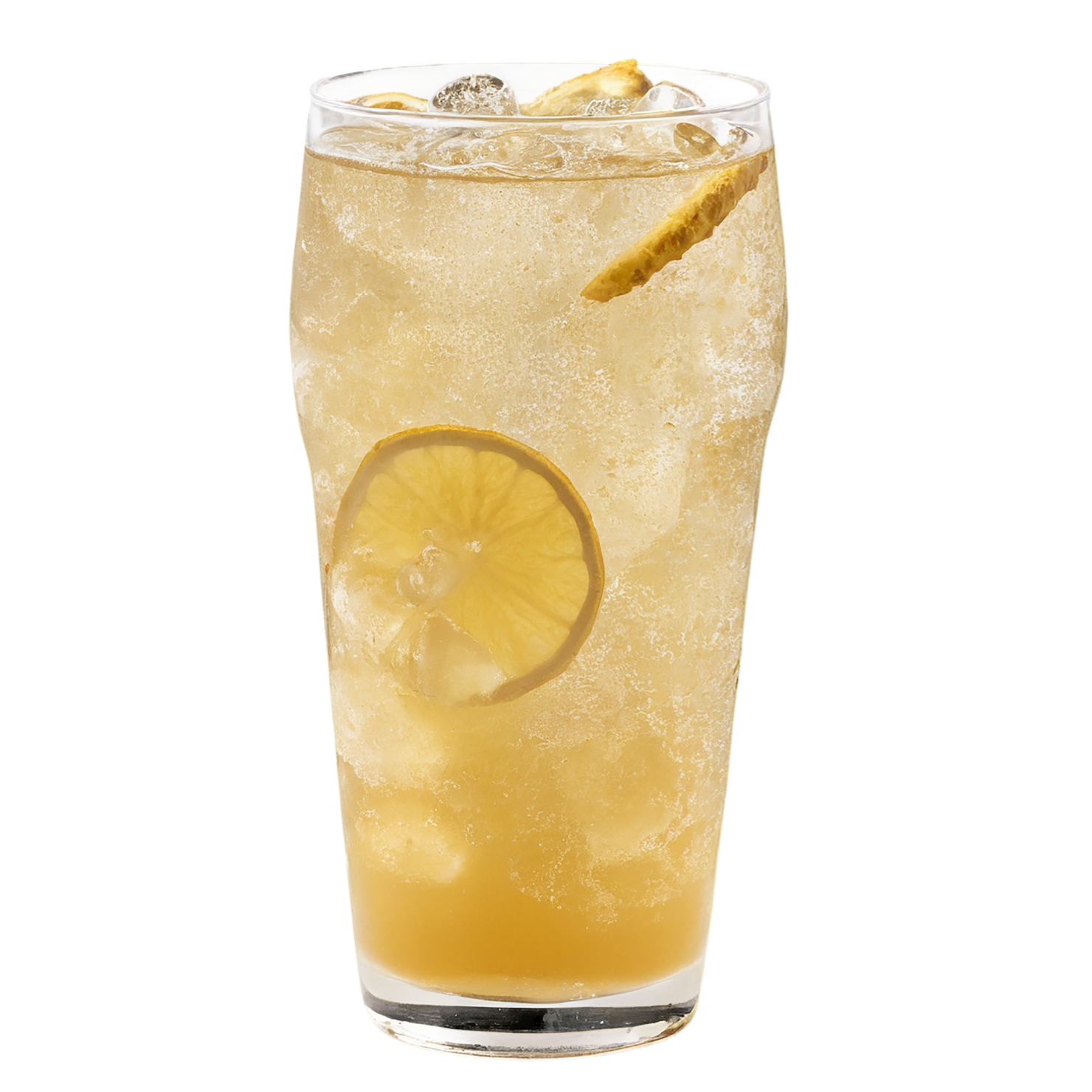 Glass of ginger ale beverage with ice cube isolated on transparent background #2137
