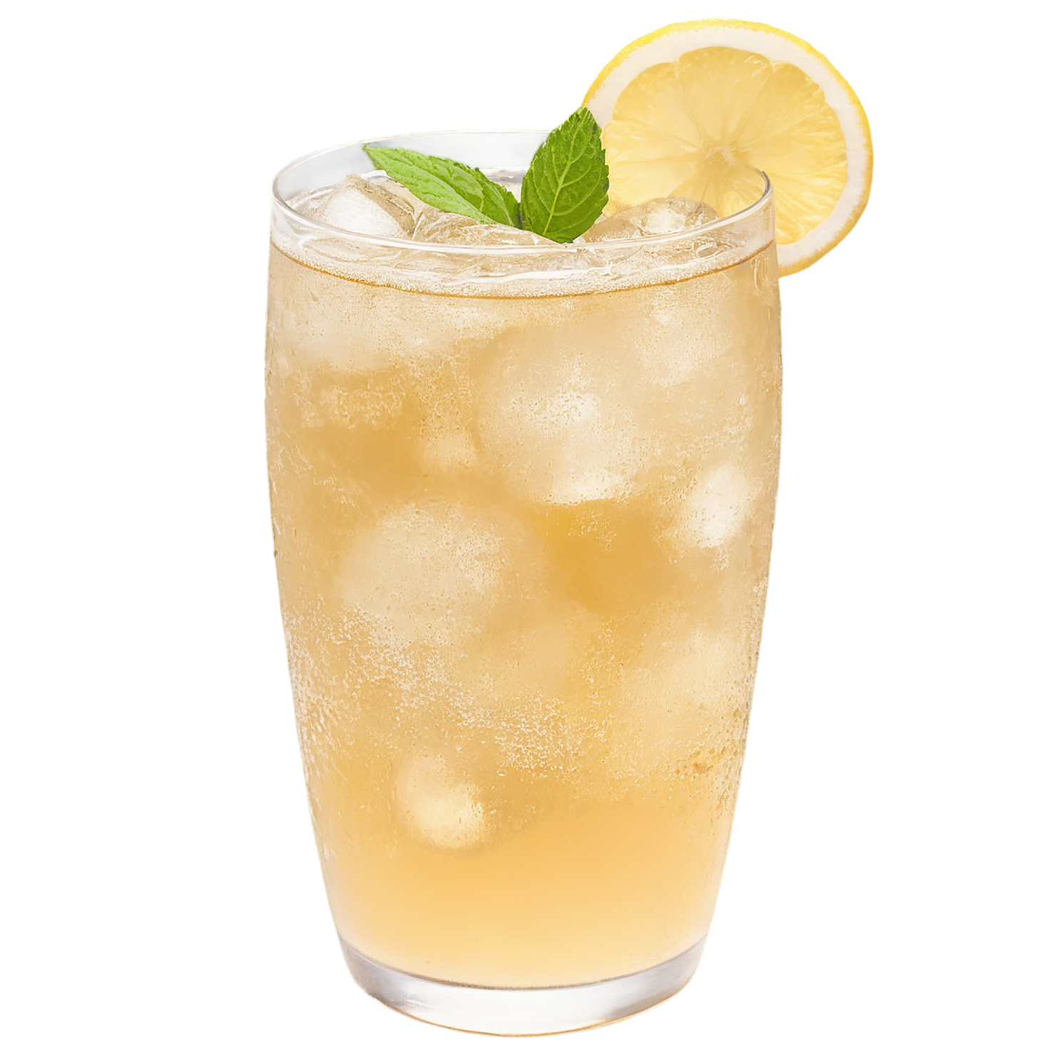 Glass of ginger ale beverage with ice cube isolated on transparent background #2138