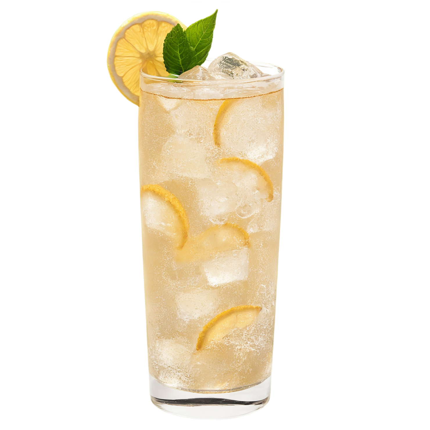 Glass of ginger ale beverage with ice cube isolated on transparent background #2140