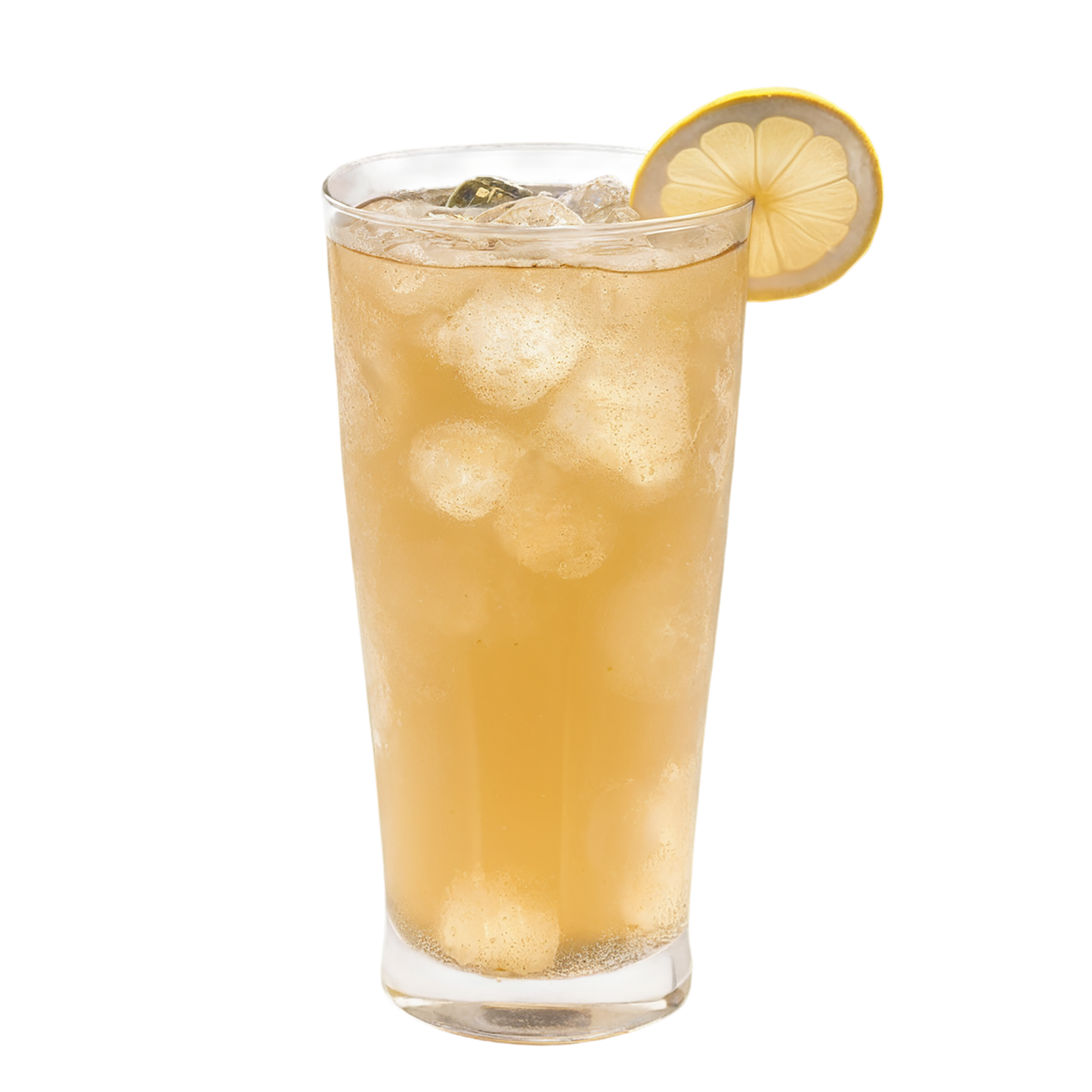 Glass of ginger ale beverage with ice cube isolated on transparent background #2143