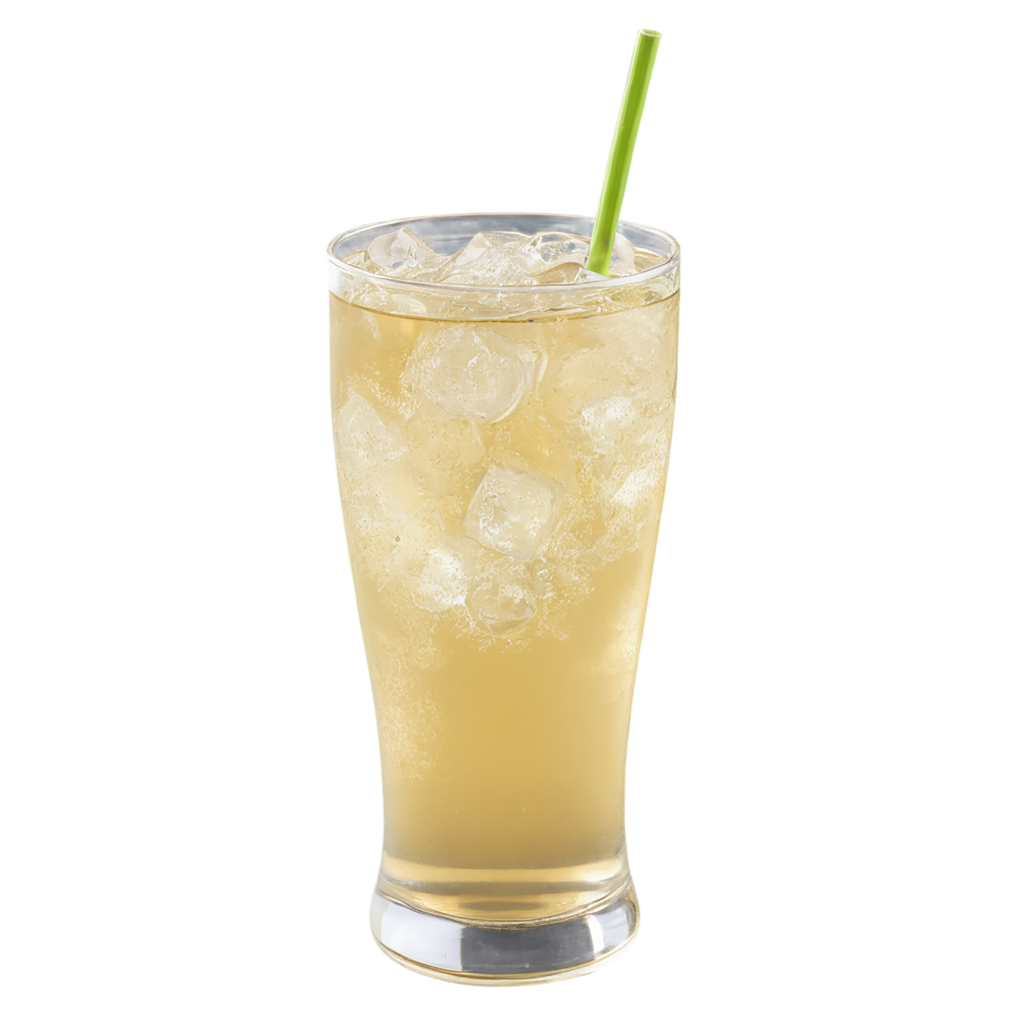 Glass of ginger ale beverage with ice cube isolated on transparent background #2145
