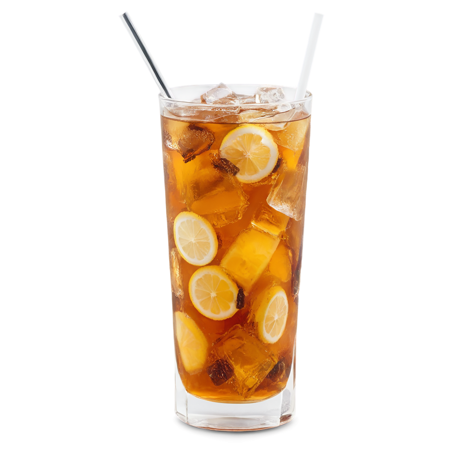 Glass of Iced tea beverage with ice cube and lime isolated on transparent background #2202