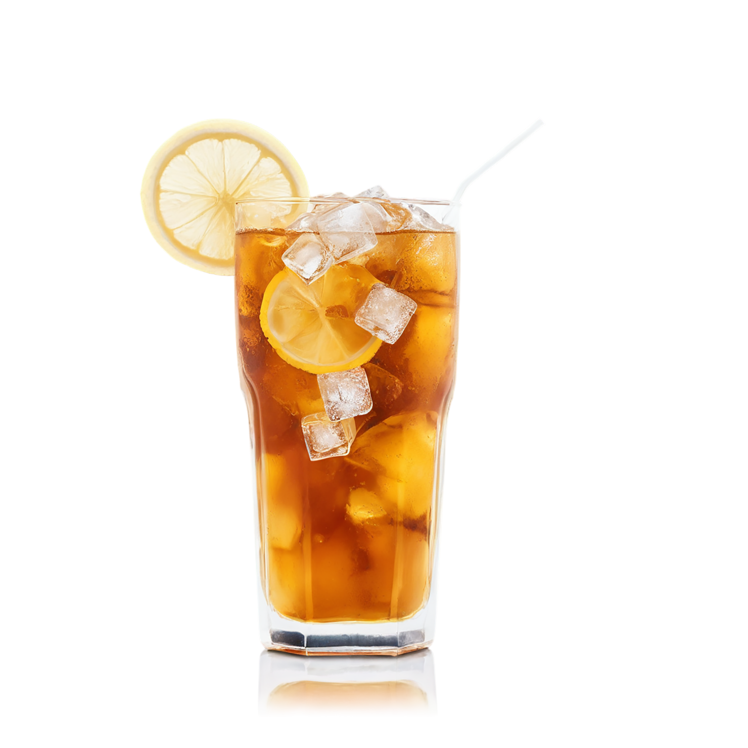 Glass of Iced tea beverage with ice cube and lime isolated on transparent background #2204