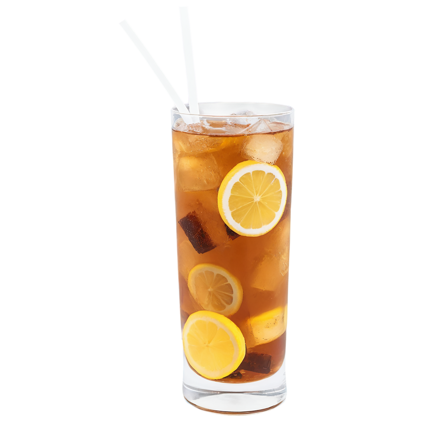 Glass of Iced tea beverage with ice cube and lime isolated on transparent background #2207