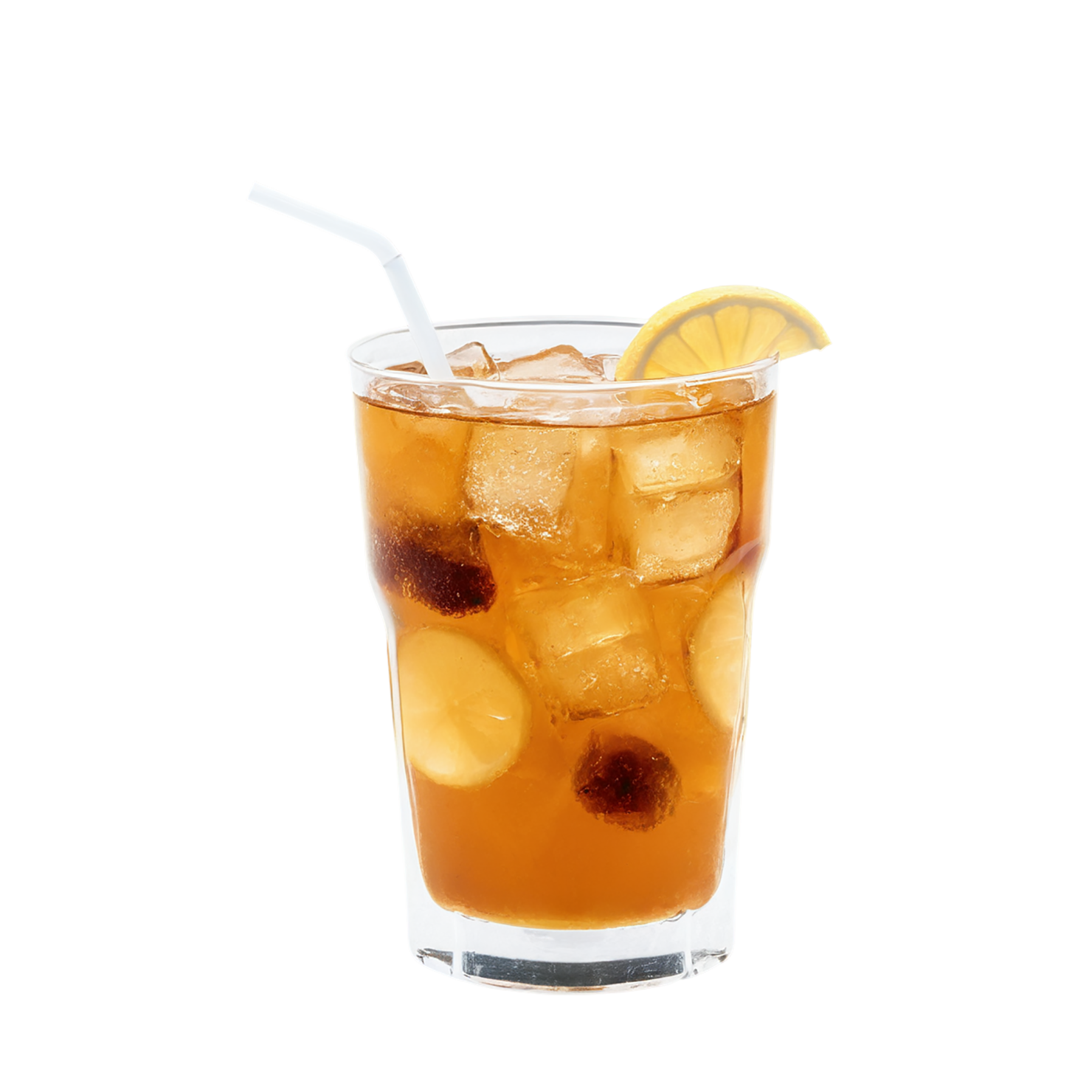 Glass of Iced tea beverage with ice cube and lime isolated on transparent background #2209