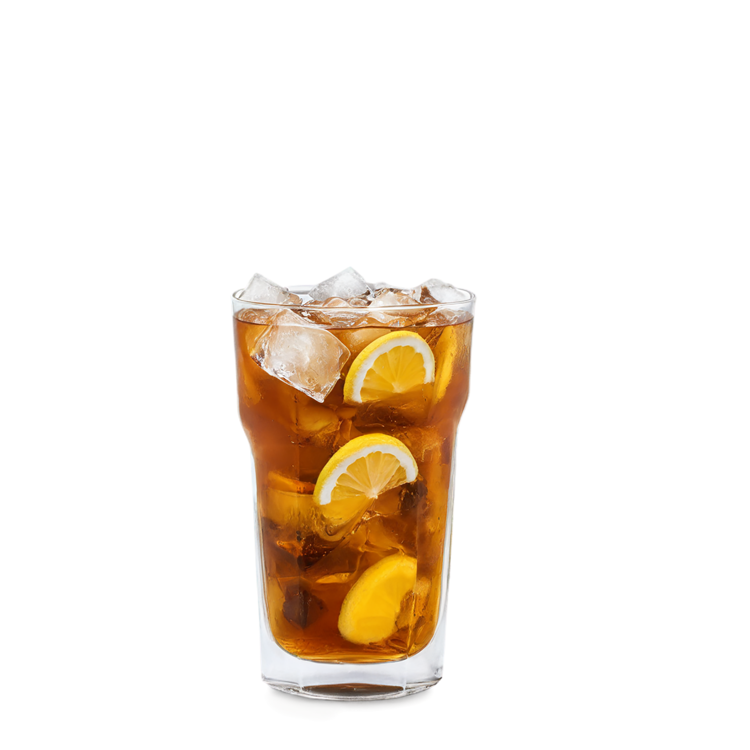 Glass of Iced tea beverage with ice cube and lime isolated on transparent background #2210