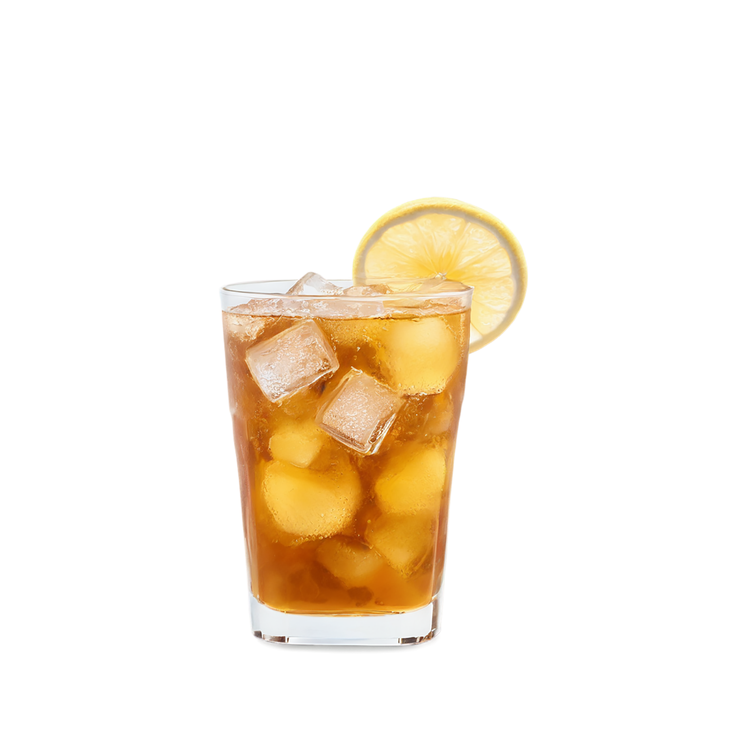 Glass of Iced tea beverage with ice cube and lime isolated on transparent background #2215