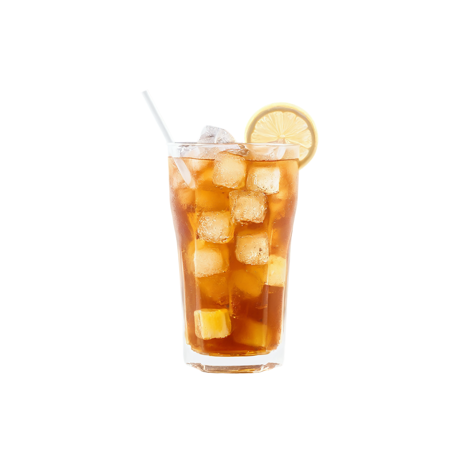 Glass of Iced tea beverage with ice cube and lime isolated on transparent background #2217