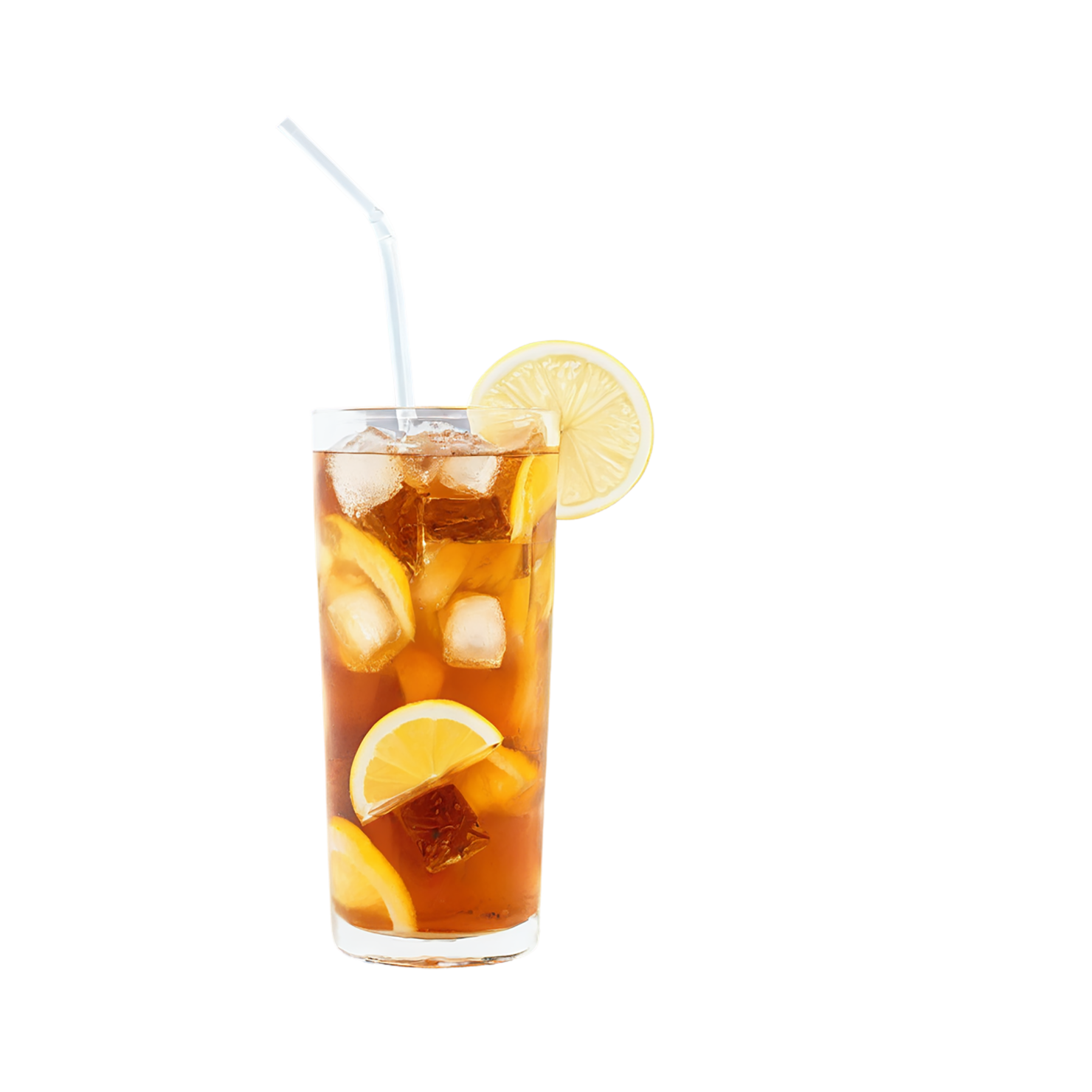 Glass of Iced tea beverage with ice cube and lime isolated on transparent background #2218