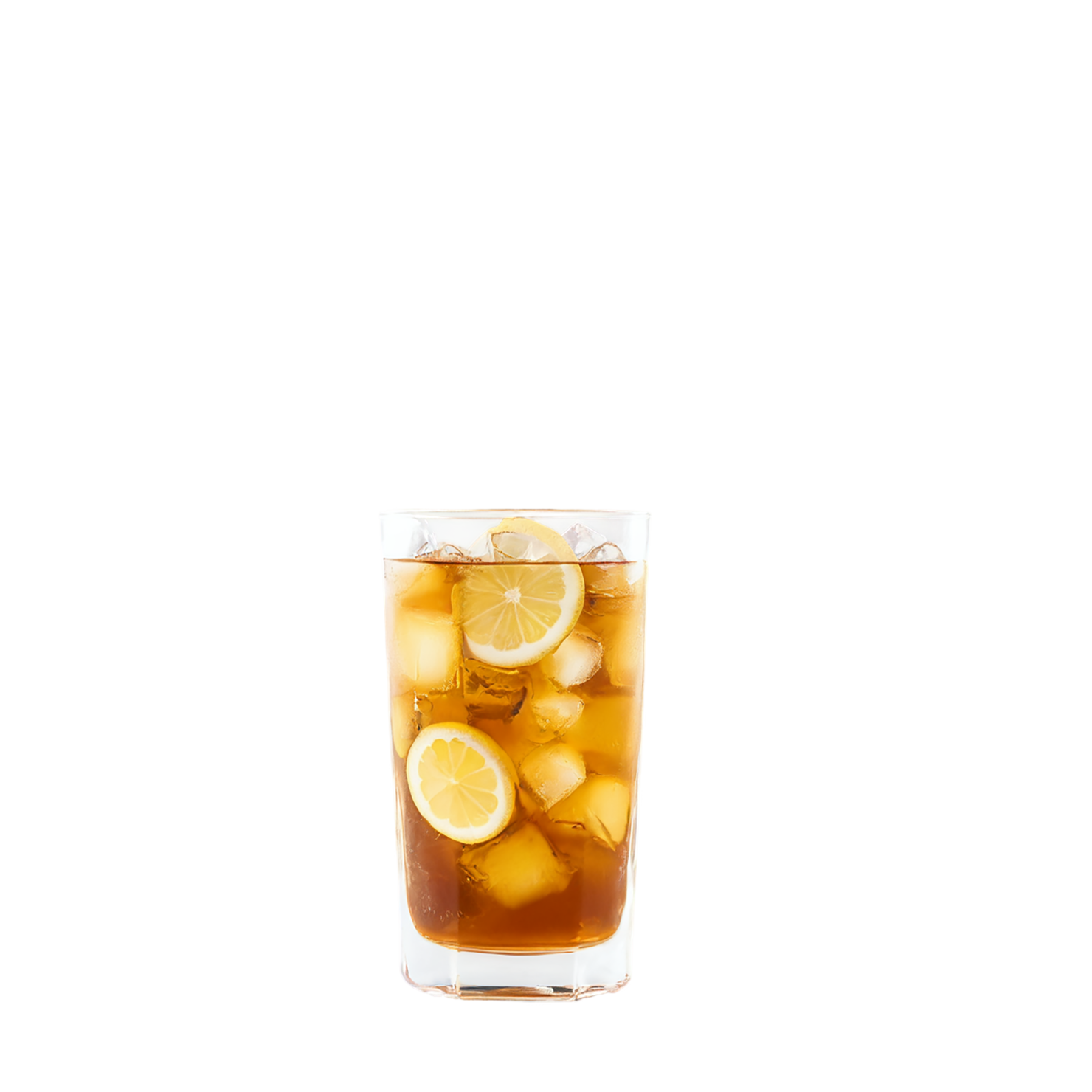 Glass of Iced tea beverage with ice cube and lime isolated on transparent background #2225