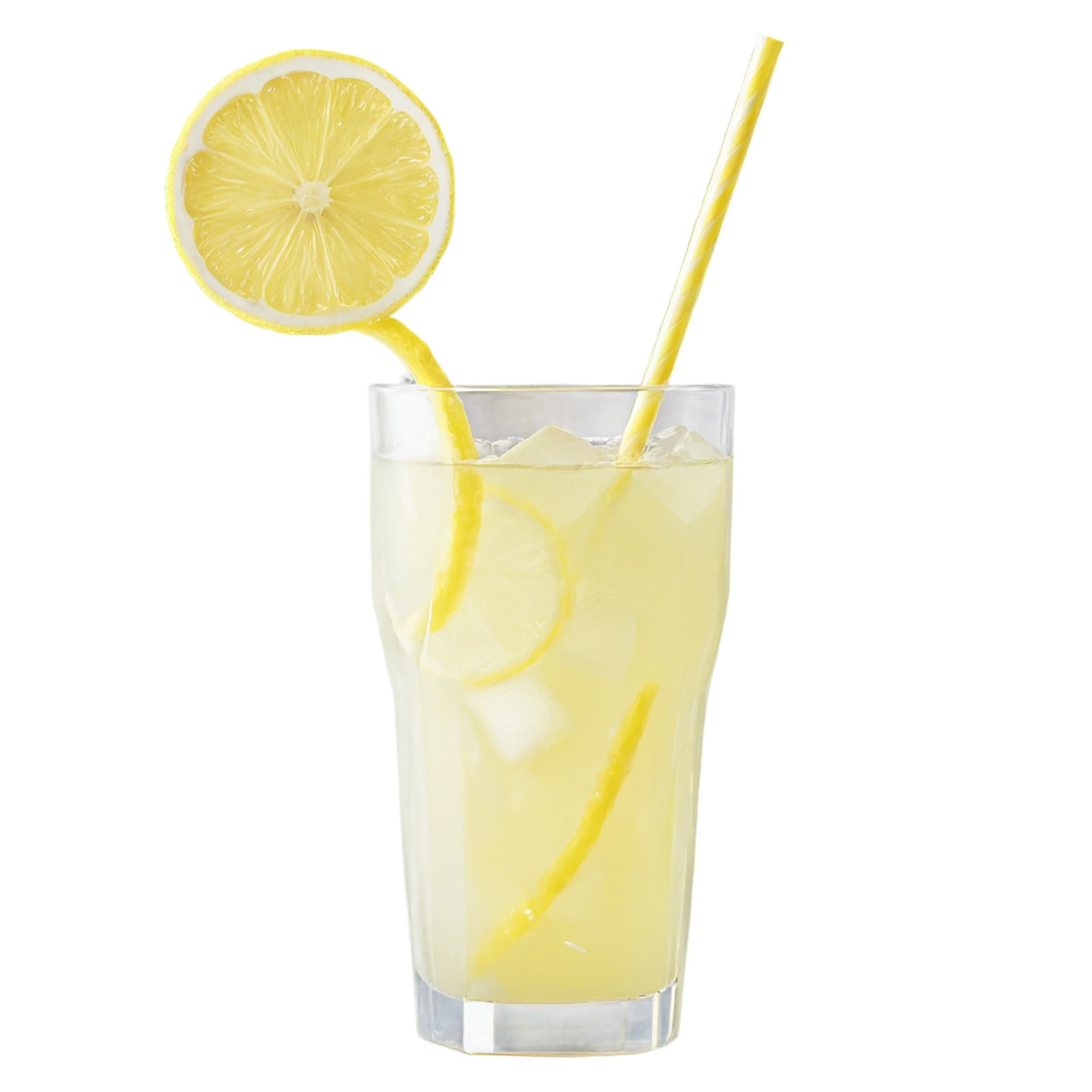 Glass of Lemonade with ice cube beverage isolated on transparent background #2307